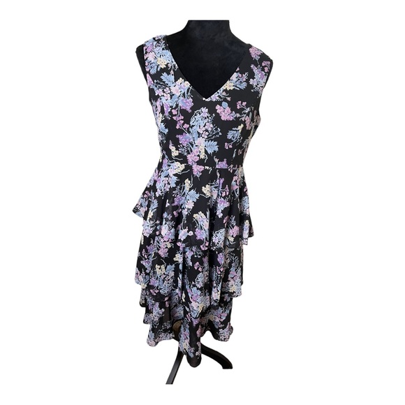 Nine West Floral Ruffle Midi Dress Size 2 - Picture 3 of 12